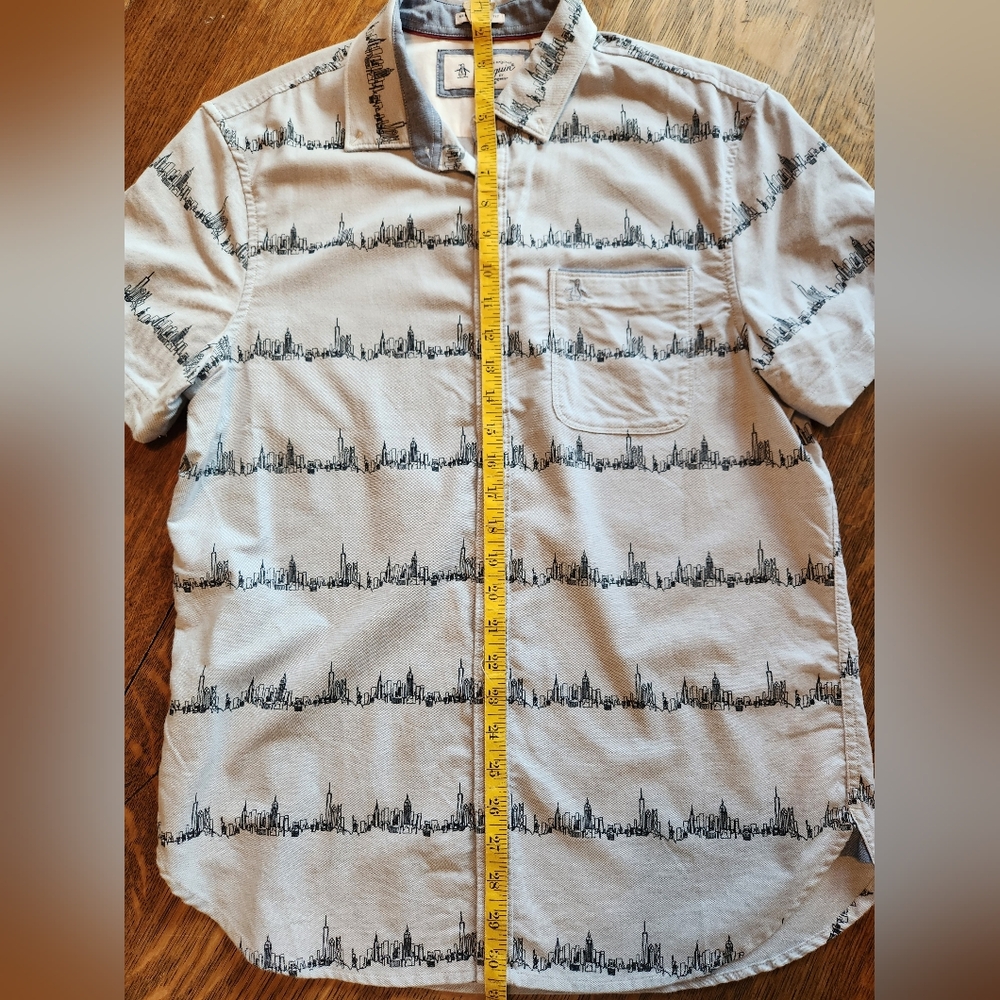 Original Penguin Heritage Slim Fit Stretch NYC Skyline Shirt M - Picture 11 of 11